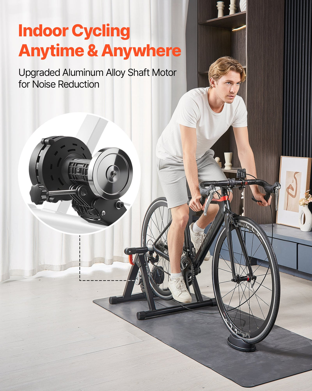 VEVOR Bike Trainer, 6 Level Resistance, 660.4-736.6 mm & 700C Wheels, Foldable Magnetic Bicycle Stationary Stand for Indoor Exercise Riding with Quick Release Skewer & Front Wheel Riser Block, Black
