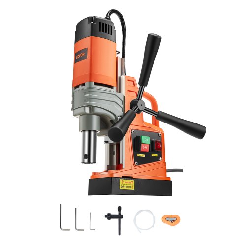 VEVOR Magnetic Drill, 1300W Motor 1.6 in Boring Diameter, 2810 lbf Portable Electric Mag Drill Press, 810 RPM No-Load Speed, Drilling Machine for Metal Surface, Industrial and Home Improvement