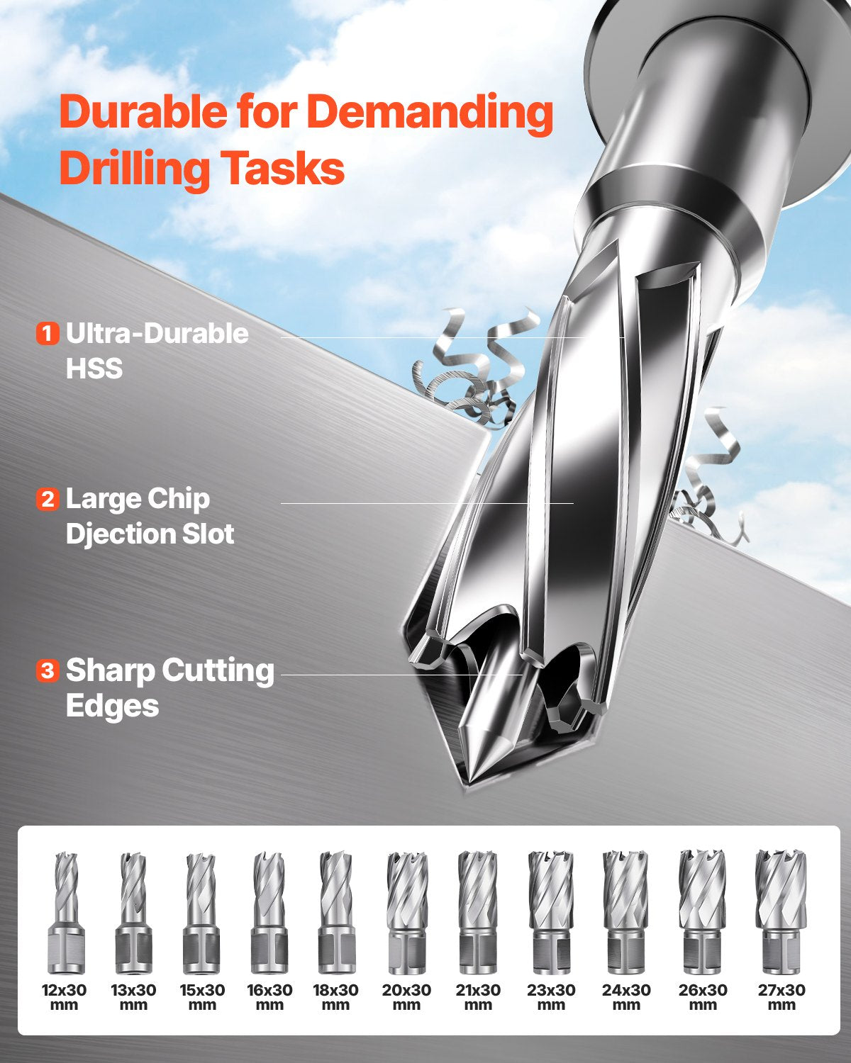 VEVOR Magnetic Drill, 1450W Motor 1.6 in Boring Diameter, 2810 lbf Portable Electric Mag Drill Press, with 11 Coring Bits, 850 RPM Speed, Drilling Machine for Metal Surface, Home Improvement Industry