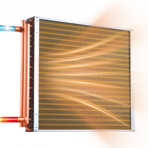 VEVOR Water to Air Heat Exchanger, 559 x 559 mm Finned Tube HVAC Heat Exchanger Coil with Copper Tubes & Aluminum Fins, 190K BTU Output for Outdoor Wood Furnace, Hydronic Heating & Cooling Systems