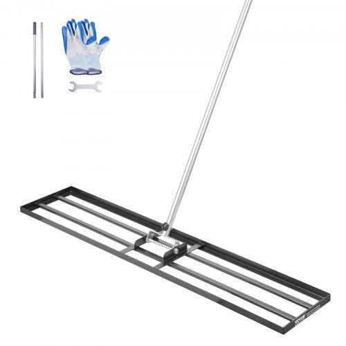 VEVOR Lawn Leveling Rake, Lawn Leveler with 83.9 in Handle, 48x10 in Ground Plate, Rust-Resistant Carbon Steel Soil Leveler, 2 Heights Adjustable, Effort Saving Lawn Leveling Tool for Yard Golf Court