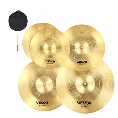 VEVOR Cymbal Pack 4 Pieces Cymbals Drum Set 14 16 18 20 Inches (355/400/455/505 mm) Cymbals for Drum