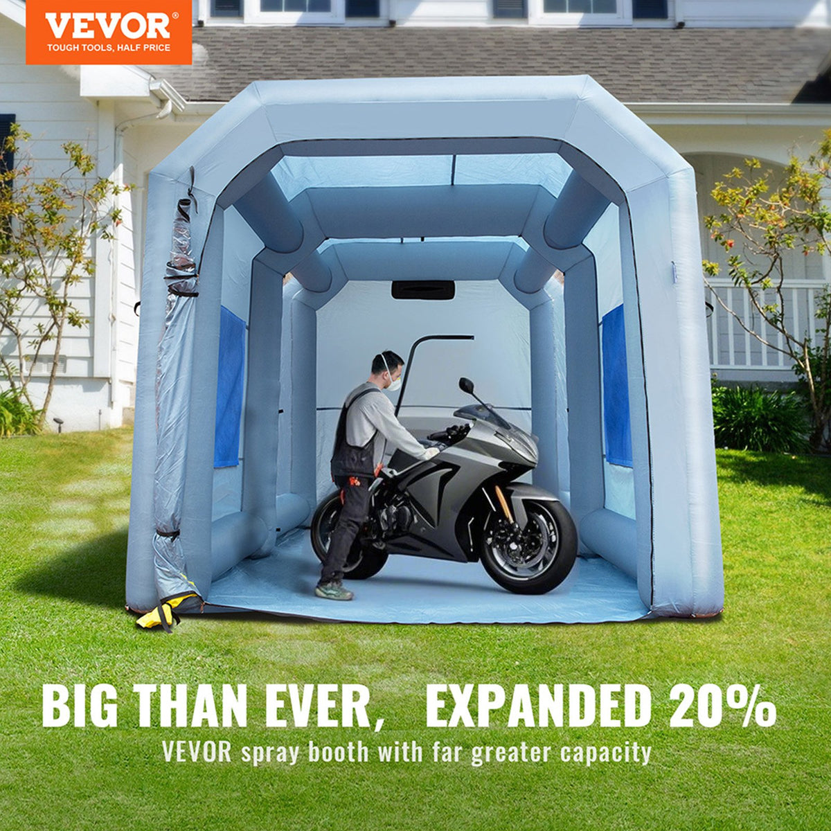 VEVOR Inflatable Spray Booth Car Paint Tent 396 cm x 305 cm x 274 cm Filter System Blower 950W