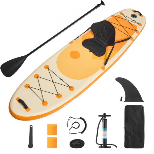 VEVOR Inflatable Paddle Board with Seat, 3.05m x 84cm x 15cm Wide Ultra-Light SUP Paddleboard, Stand Up Paddle Board with Accessories, Pump, Paddle, Fin, Backpack, Ankle Leash, Strap, for Youth Adults