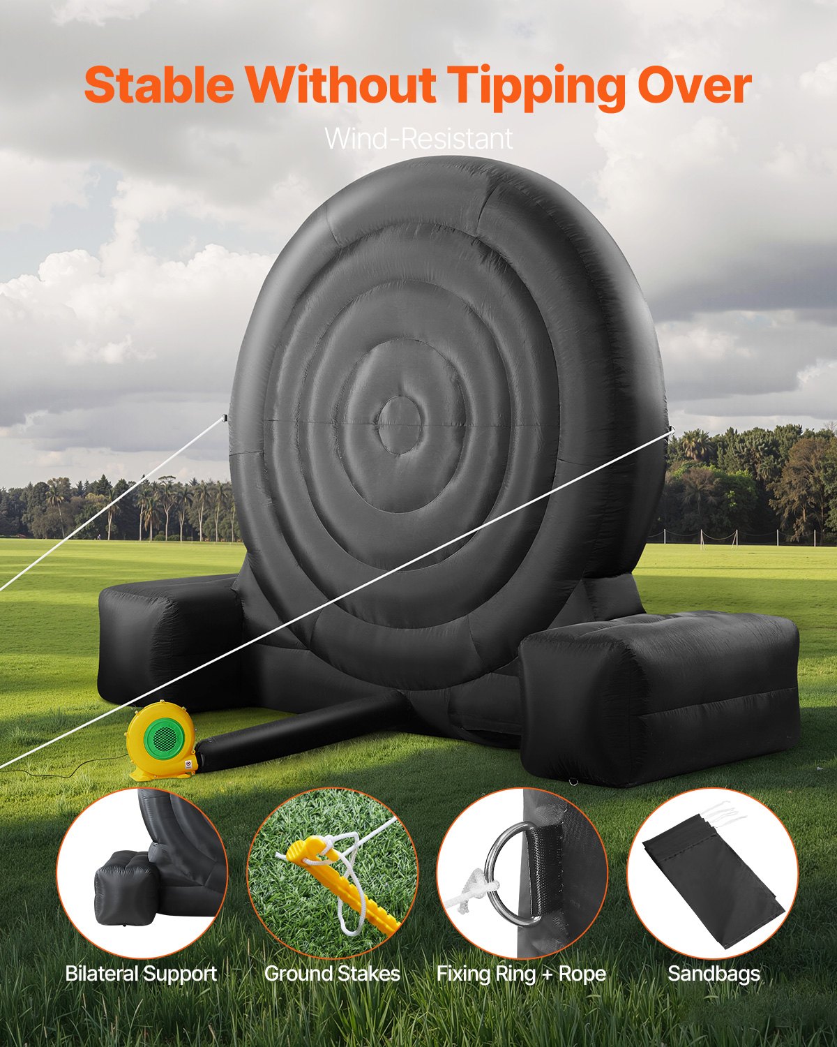 VEVOR Inflatable Soccer Dart Board, over 10 ft High Giant Soccer Dart Board with 9 Kick Balls & Air Pump, 2-Minutes Setup & Storage Bag for Easy Carrying, for Giant Yard Games, Giant Kick Darts Game