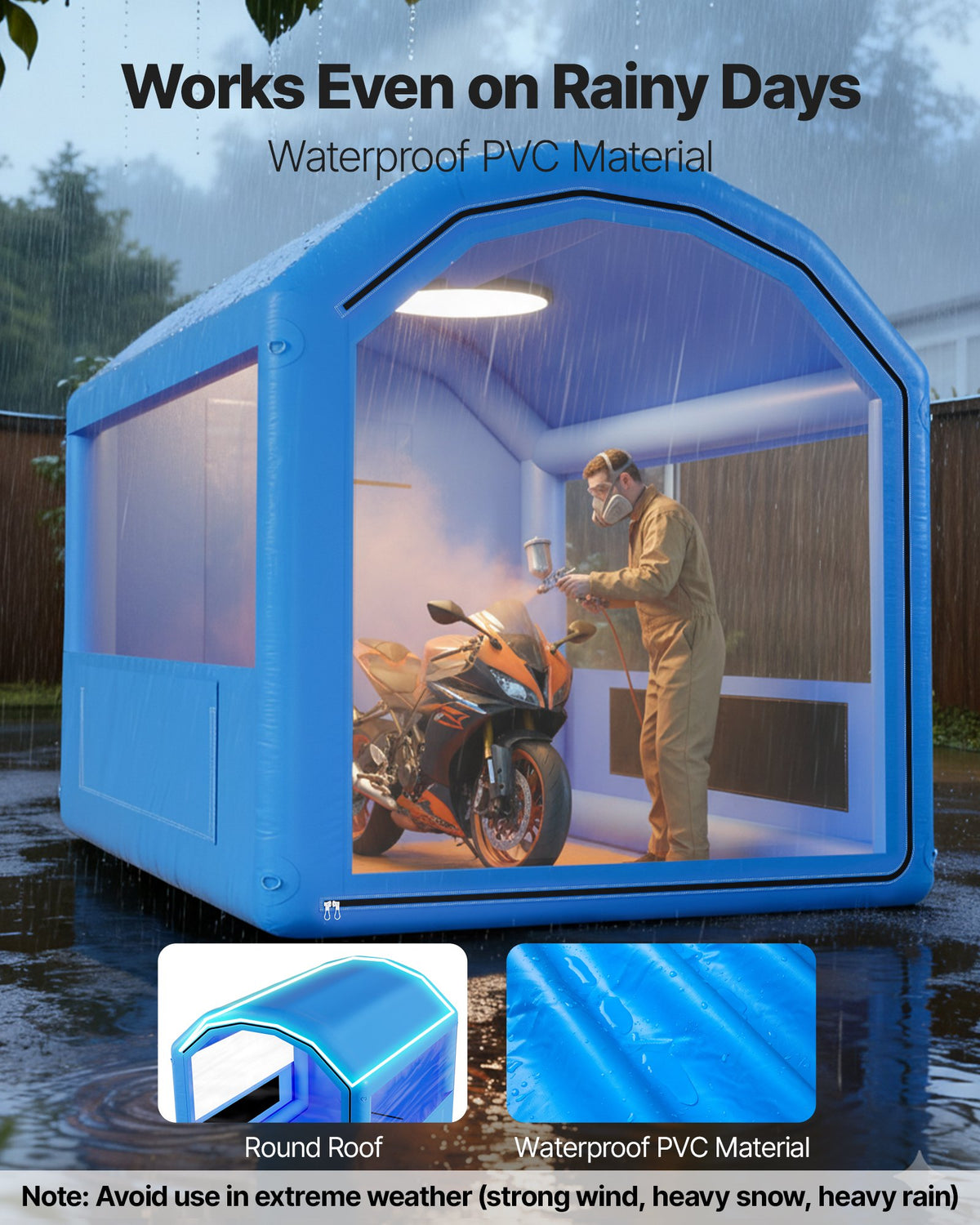 VEVOR Inflatable Paint Booth, 3 x 2.6 x 2.6 m, Inflatable Spray Booth with 550W Powerful Blower and Air Filter System, Round Roof, for Painting Bicycle, Motorcycle, and Automotive Sheet Metal