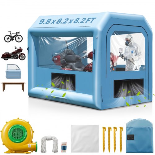 VEVOR Inflatable Paint Booth, 9.8 x 8.2 x 8.2 ft/3 x 2.5 x 2.5 m Inflatable Spray Booth, with 550W Powerful Blower and Air Filter System, Portable Car Paint Booth for Motorcycle, Bicycle, Small Furniture Painting