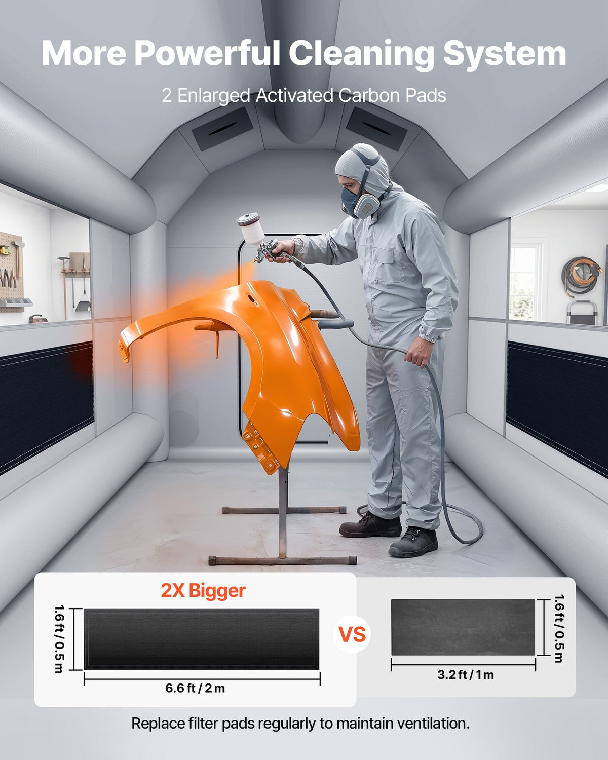 VEVOR Inflatable Paint Booth, 4 x 3 x 2.75 m, Portable Spray Booth with 750W Powerful Blower and Large Filter Cotton, Arched Roof Blow Up Painting Tent for Bike, Motorcycle, and Furniture, Gray