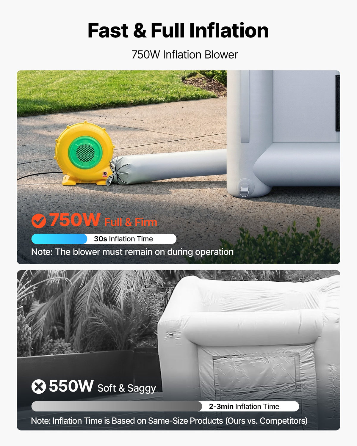 VEVOR Inflatable Paint Booth, 4 x 3 x 2.75 m, Portable Spray Booth with 750W Powerful Blower and Large Filter Cotton, Arched Roof Blow Up Painting Tent for Bike, Motorcycle, and Furniture, Gray