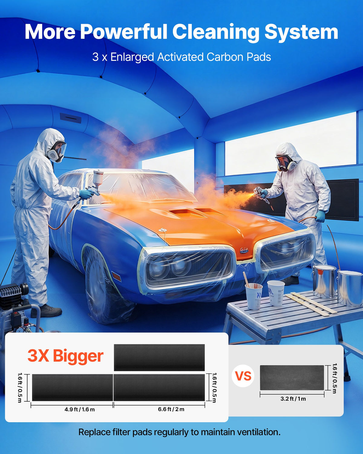 VEVOR Inflatable Paint Booth, 6.4 x 4.1 x 3 m, Portable Spray Booth with 1100W Powerful Blower and Large Filter Cotton, Arched Roof Blow Up Painting Tent for Mid-Size Pickup Truck, Large Furniture