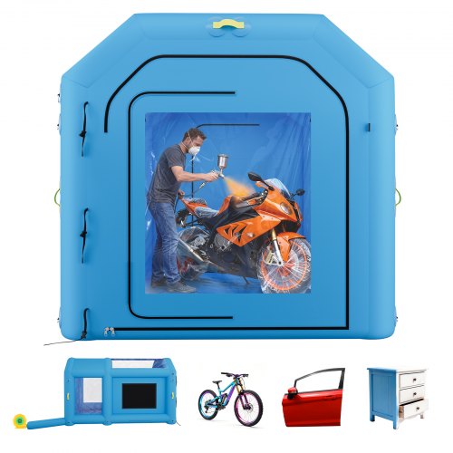 VEVOR Inflatable Paint Booth, 4 x 2.5 x 2.5 m, Portable Spray Booth with 750W Powerful Blower and Large Filter Cotton, Blow Up Painting Tent for Bike, Motorcycle, and Small Furniture, Blue