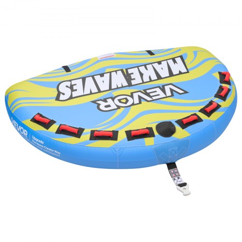 VEVOR Towable Tube for Boating, 4 Riders Inflatable Boat Tubes and Towables, 308 kg Capacity Water Sport Towable Tube for Boat to Pull - with Fins, Full Nylon Cover, Padded Handles & Safety Valve