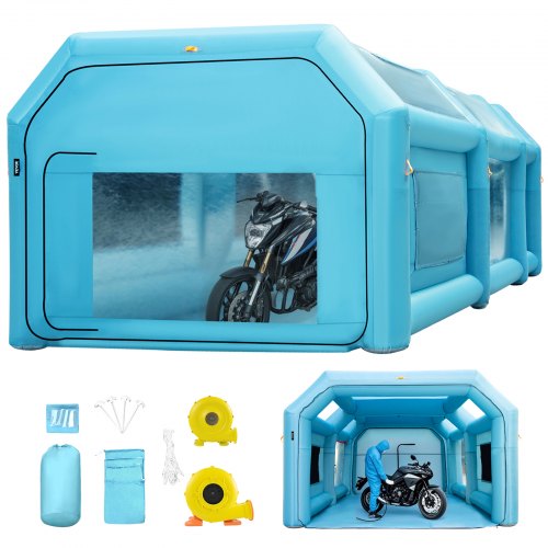 VEVOR Portable Inflatable Paint Booth, 609.6 x 304.8 x 249.9 cm Inflatable Spray Booth, Car Paint Tent w/ Air Filter System & 2 Blowers, Upgraded Blow Up Spray Booth Tent, Auto Paint Workstation, Motorcycle Garage