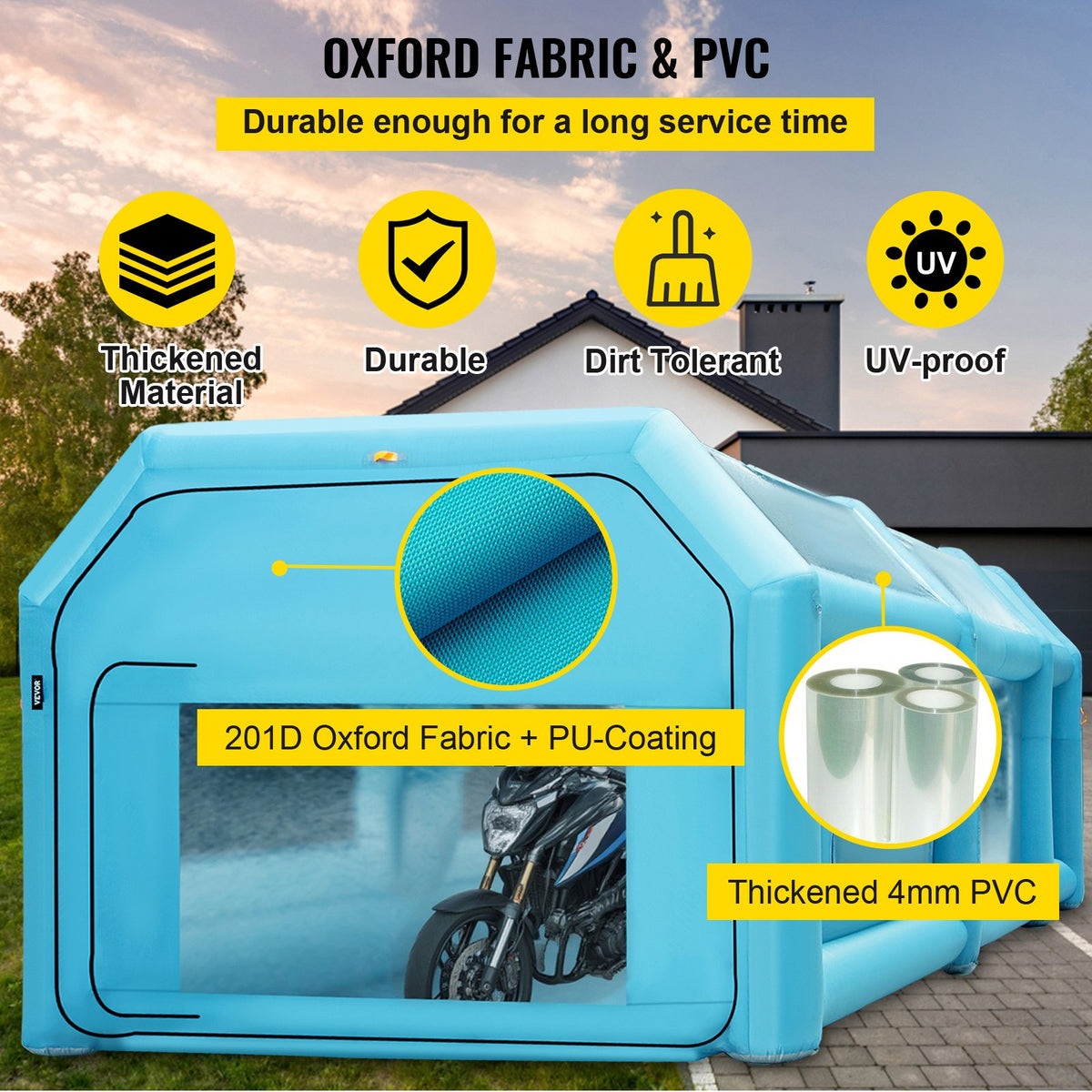 VEVOR Portable Inflatable Paint Booth, 609.6 x 304.8 x 249.9 cm Inflatable Spray Booth, Car Paint Tent w/ Air Filter System & 2 Blowers, Upgraded Blow Up Spray Booth Tent, Auto Paint Workstation, Motorcycle Garage