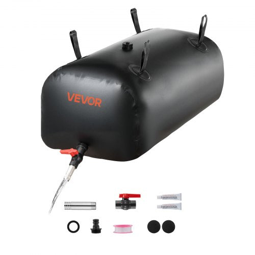 VEVOR Water Storage Bladder, 113L Portable & Collapsible Water Storage Bag, Wear-Resistant 1000D PVC Soft Waters Bag, Leakproof Camping Tank Containers for Garden Irrigation RV Emergency Use, Black