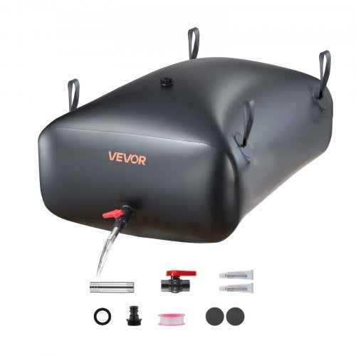 VEVOR Water Storage Bladder, 330L Portable & Collapsible Water Storage Bag, Wear-Resistant 1000D PVC Soft Waters Bag, Leakproof Camping Tank Containers for Garden Irrigation RV Emergency Use, Black