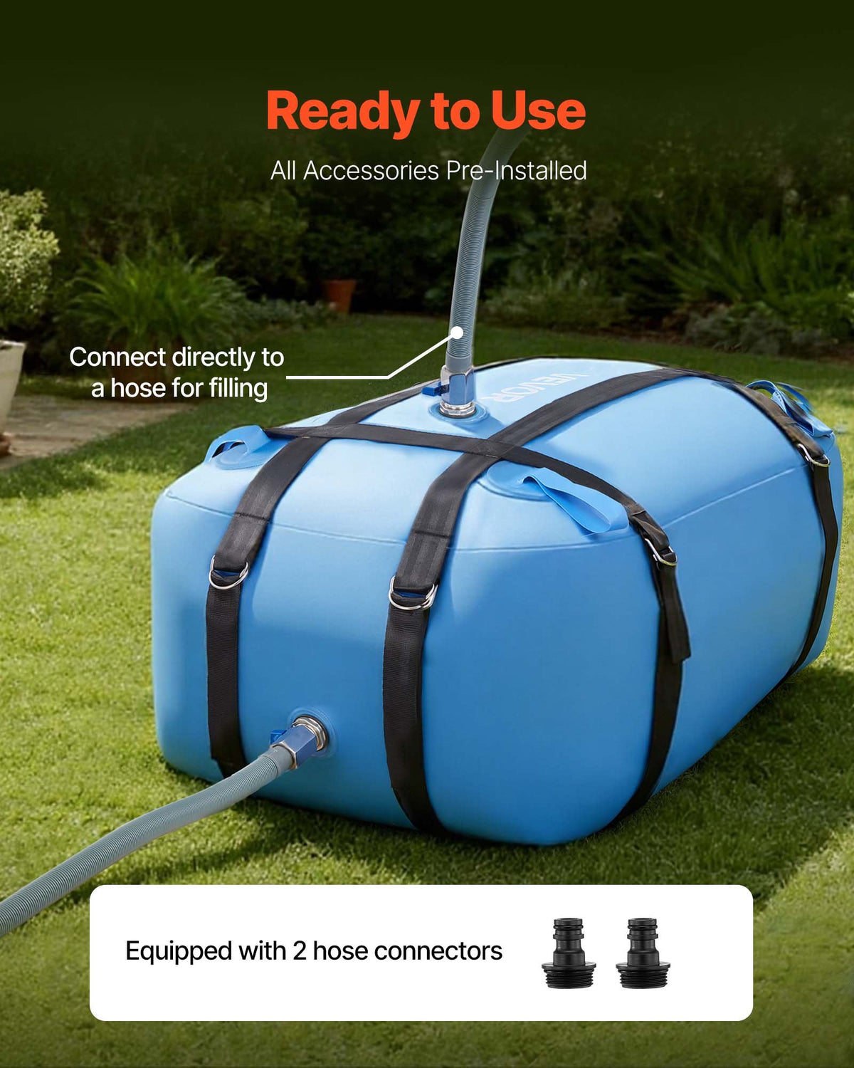 VEVOR Water Storage Bladder, 132L Large Capacity TPU Soft Water Bag, Portable & Collapsible Water Storage Containers, Leakproof & Wear-Resistant RV Waters Tank for Camping Irrigation Outdoor Use
