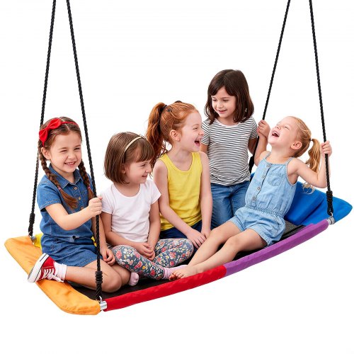VEVOR Platform Tree Swing for Kids and Adults 317 kg 149 cm Giant Rectangle, for Backyard Outdoor & Indoor, 900D Oxford Fabric Swing Seat with 2 Hanging Straps, Adjustable Ropes and Curved Edge Design