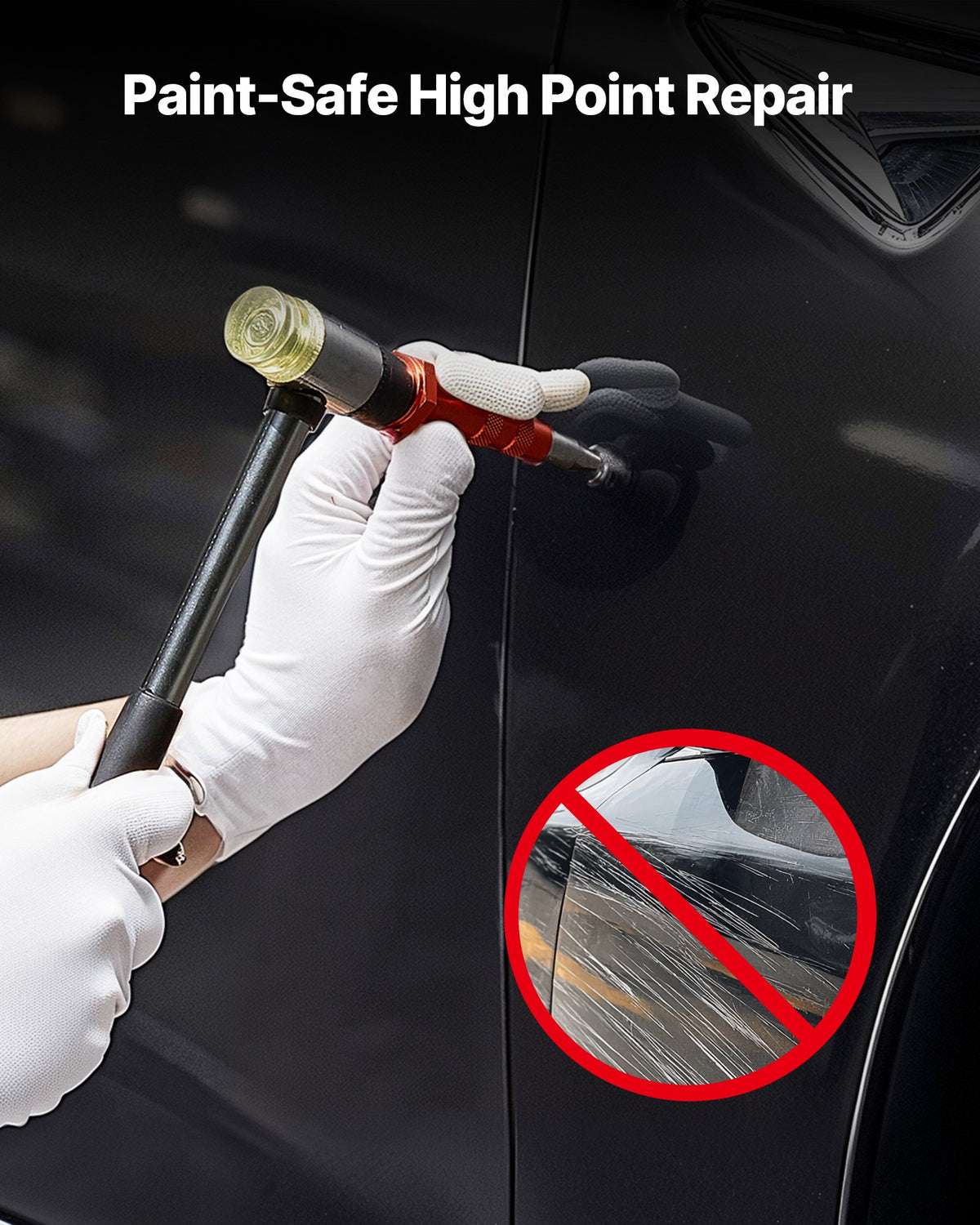 VEVOR Dent Puller Kit, Paintless Car Dent Removal Tool, Auto Fender Damage Repair Puller Lifter with Curved Rod, Crowbar, Rubber Hammer, Airbag, Detachable & Repair Pens, Replacement Heads Tools Kit