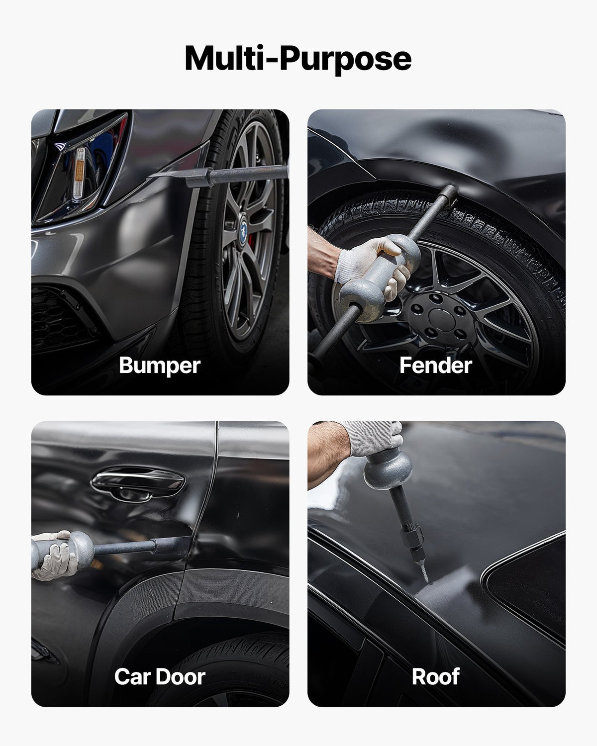 VEVOR Dent Puller Kit, 4.54 kg 13-in-1 Slide Hammer Dent Removal Kit, Heavy-Duty Auto Body Truck Repair Automotive Damage Remover Tool Repair Frame with Carrying Case, Extension Rod, Non-Slip Handle