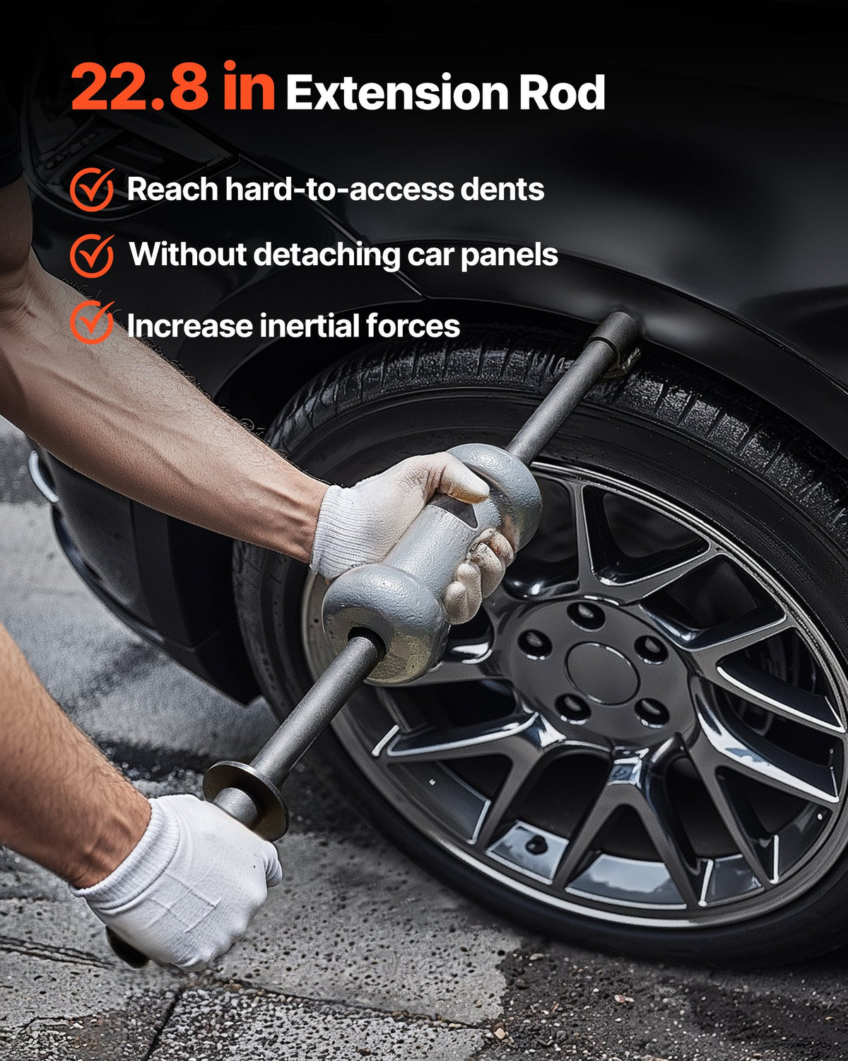 VEVOR Dent Puller Kit, 4.54 kg 13-in-1 Slide Hammer Dent Removal Kit, Heavy-Duty Auto Body Truck Repair Automotive Damage Remover Tool Repair Frame with Carrying Case, Extension Rod, Non-Slip Handle