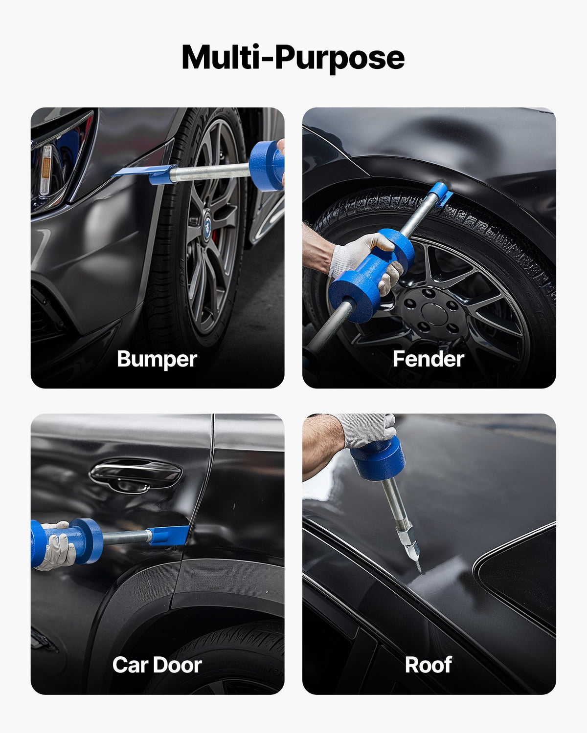 VEVOR Dent Puller Kit, 5.9 kg 14-in-1 Slide Hammer Dent Removal Kit, Heavy-Duty Auto Body Truck Repair Automotive Damage Remover Tool Repair Frame with Carrying Case, Extension Rod, Non-Slip Handle