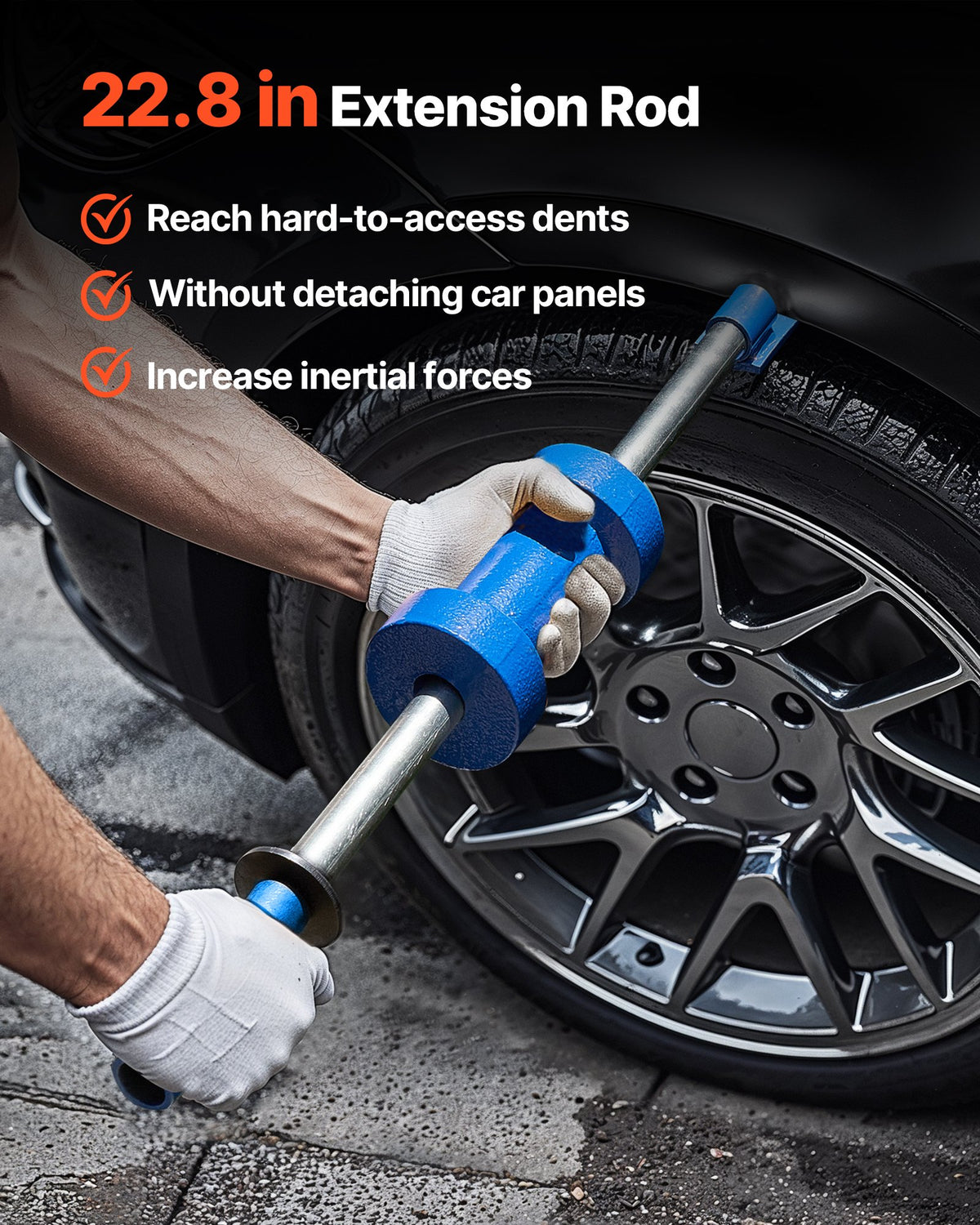VEVOR Dent Puller Kit, 5.9 kg 14-in-1 Slide Hammer Dent Removal Kit, Heavy-Duty Auto Body Truck Repair Automotive Damage Remover Tool Repair Frame with Carrying Case, Extension Rod, Non-Slip Handle