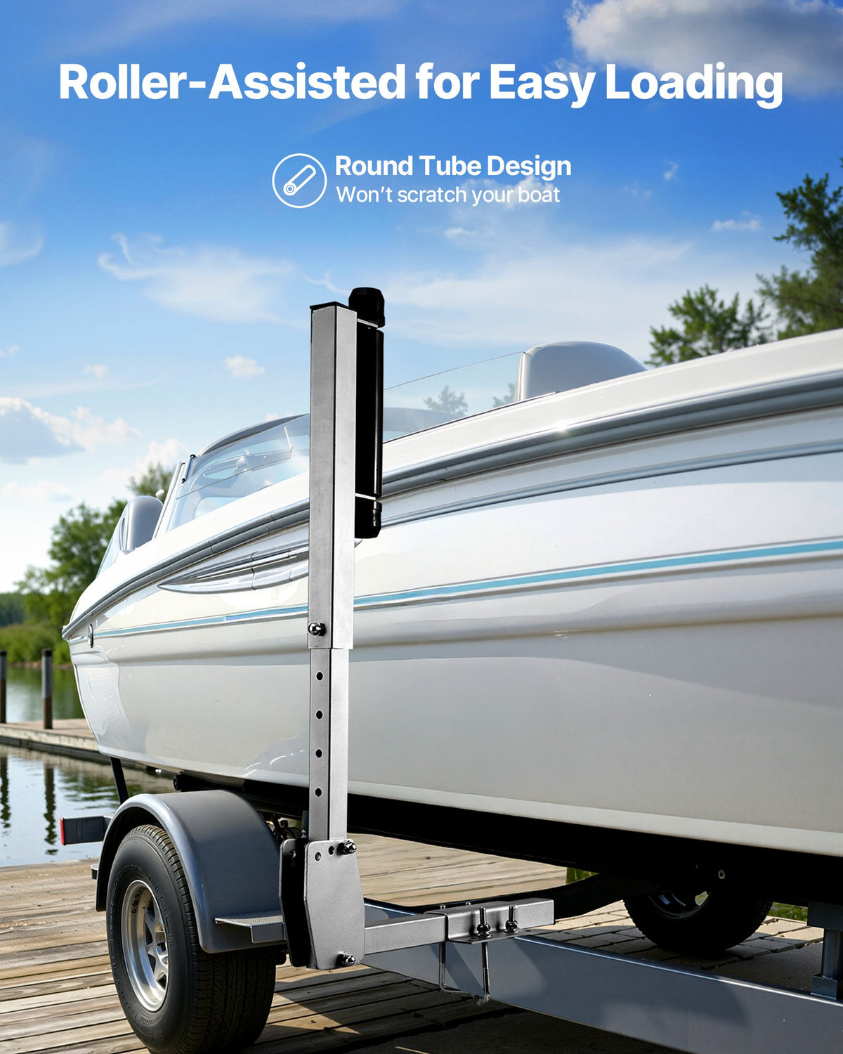 VEVOR Boat Trailer Guides, 700-1050 mm Height Adjustable Trailers Guide, 2PCS Thickened High-Duty Trailer Guide-Ons with Smooth Roller Guidance, for Over 16 in Larger Fishing Boats, Runabout Boats