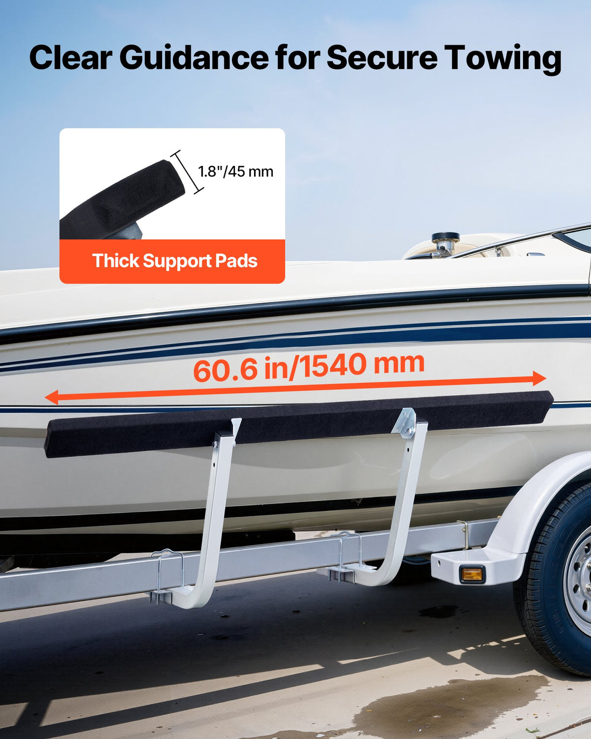 VEVOR Boat Trailer Guides, 425 mm/475 mm Height Adjustable Trailers Guide, 2PCS Thickened Steel Trailer Guide-Ons with Thick Support Pads, Fits L-Beam, Box or C-Channel Bunk-Style Pontoon Trailers