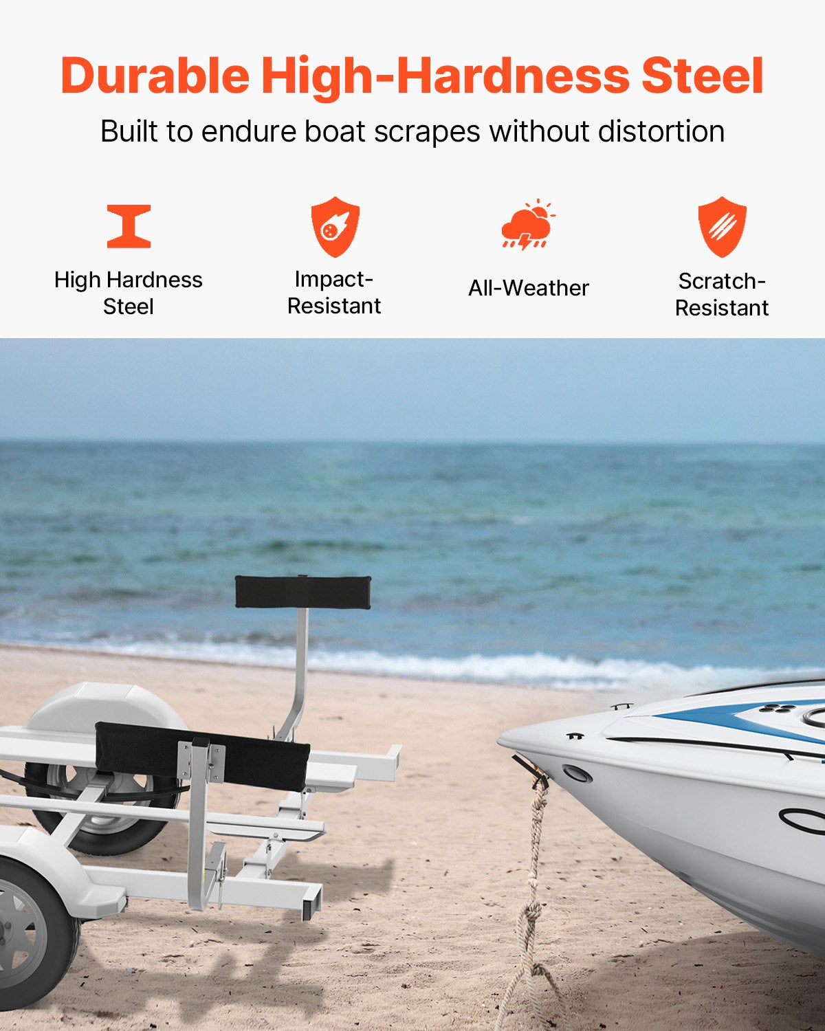 VEVOR Boat Trailer Guide, 2PCS Adjustable Short Bunk Guide-Ons, Hardened Steel Trailer Guide Poles with Soft Cushion, Heavy Duty Roller Guide Design, for Ski Boat, Fishing Boat or Sailboat Trailer