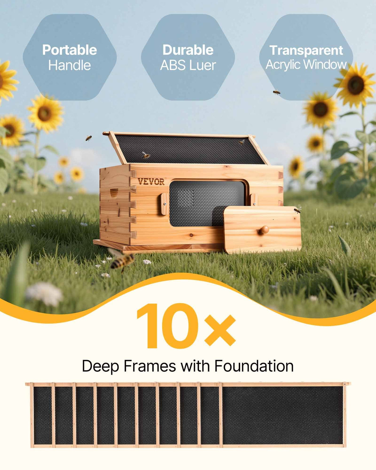 VEVOR Bee Hive Deep Box Starter Kit