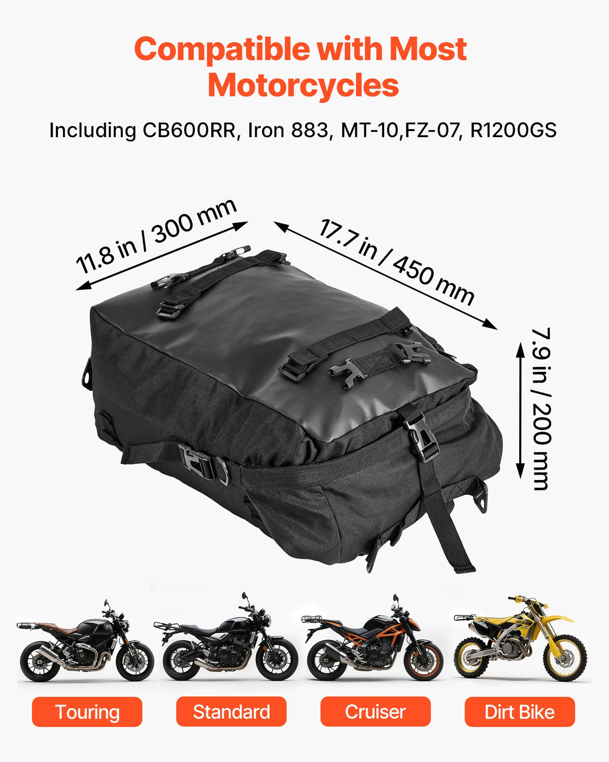 VEVOR Motorcycle Tail Bag
