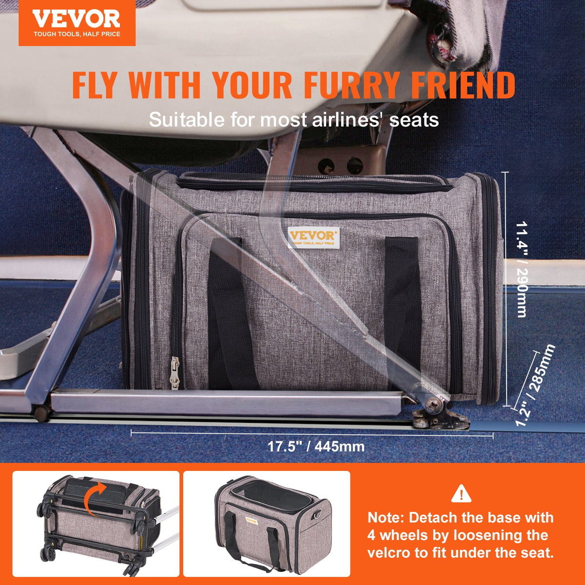 VEVOR Cat Carrier with Wheels