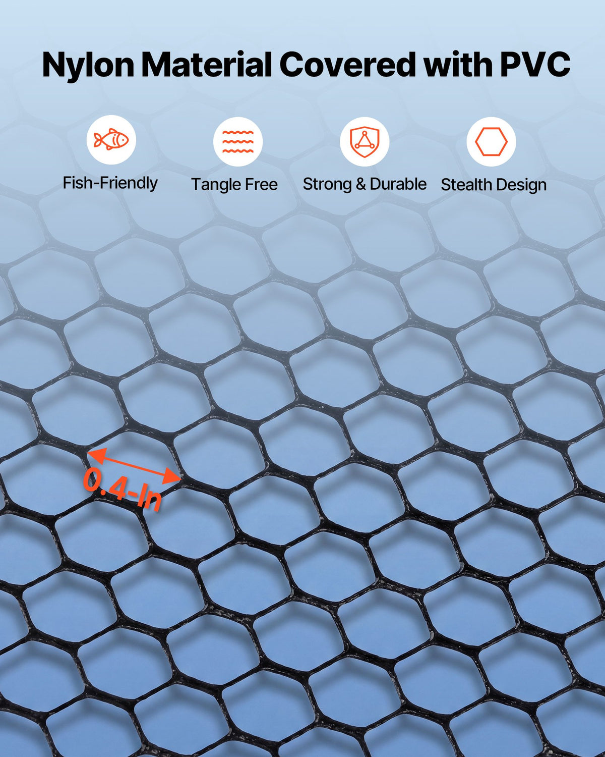 VEVOR Fishing Net, Landing Nets with Telescopic Handle, Portable Lightweight Stronger 6063 Aluminum Fish Gear, Nylon Covered PVC, Durable and Fish-friendly, 66 cm Net Opening for Saltwater Bait Fish