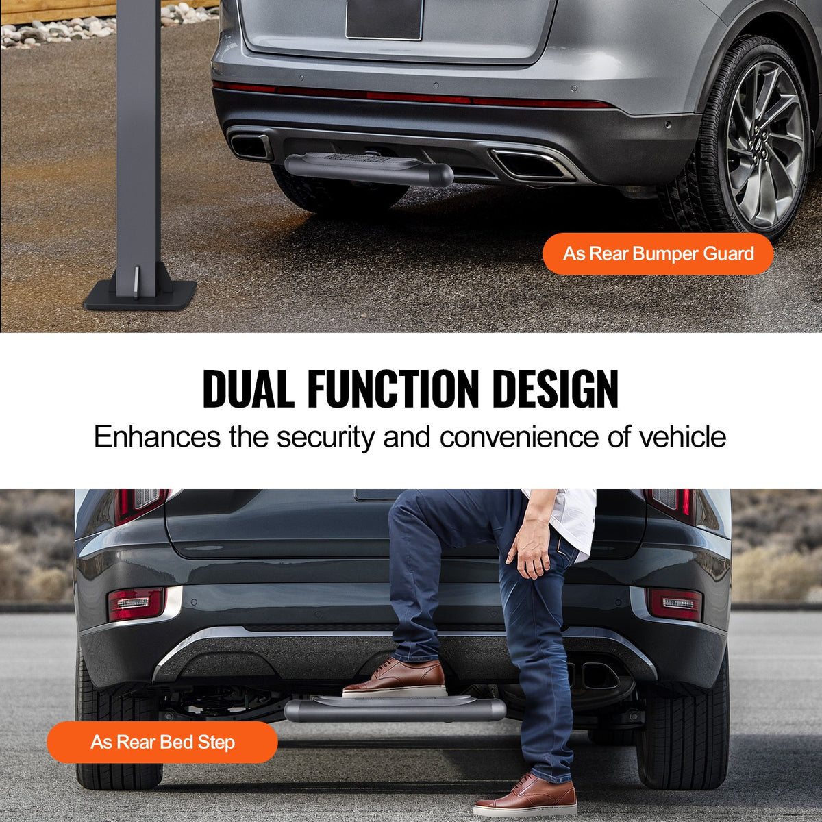 VEVOR Hitch Step for 2 Inch Receiver, Strong Steel Construction with 350 LBS Load Capacity, Rear Bumper Guard Protector with Pin Lock, Universal Fit for Truck, SUV, Pickup, Trailer