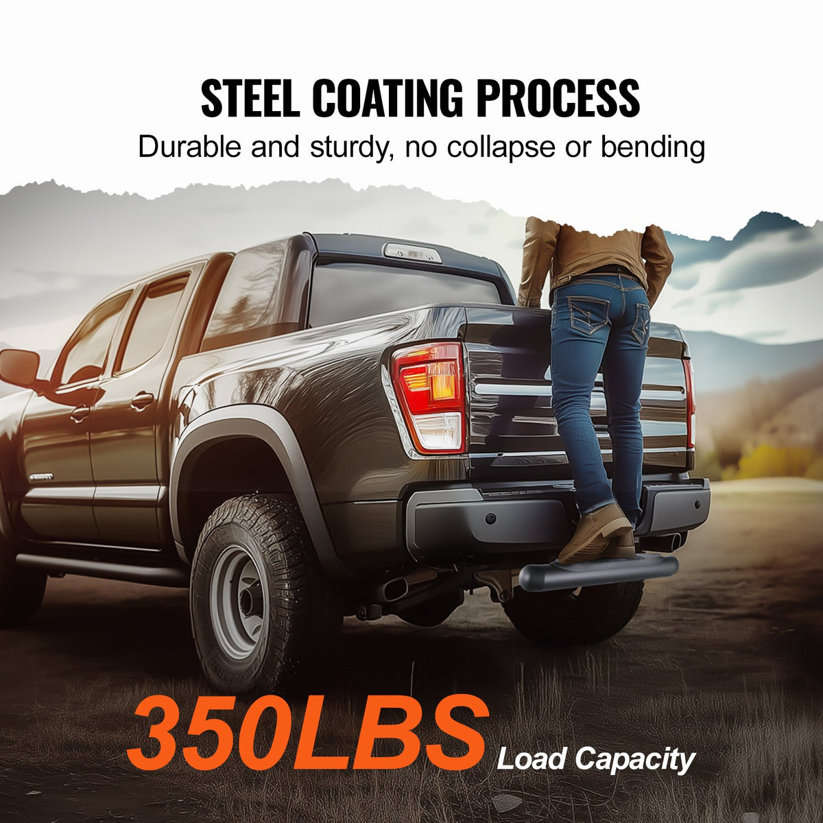 VEVOR Hitch Step for 2 Inch Receiver, Strong Steel Construction with 350 LBS Load Capacity, Rear Bumper Guard Protector with Pin Lock, Universal Fit for Truck, SUV, Pickup, Trailer