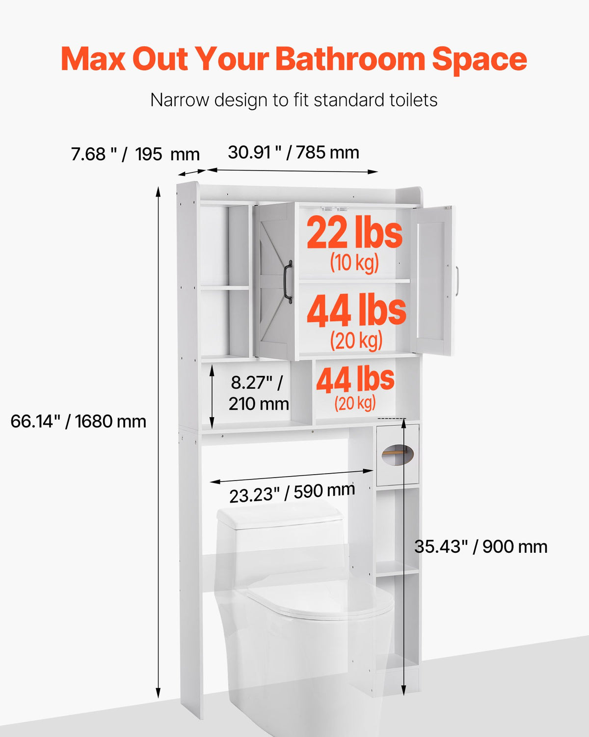 VEVOR Over The Toilet Storage Cabinet