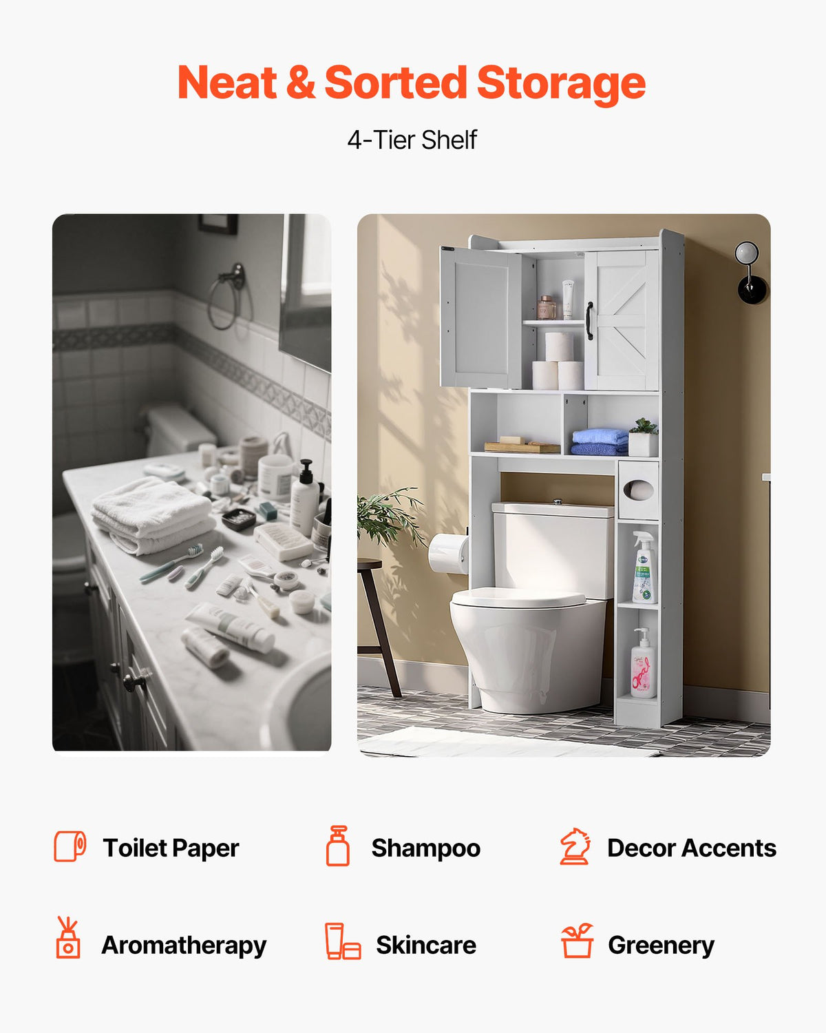 VEVOR Over The Toilet Storage Cabinet