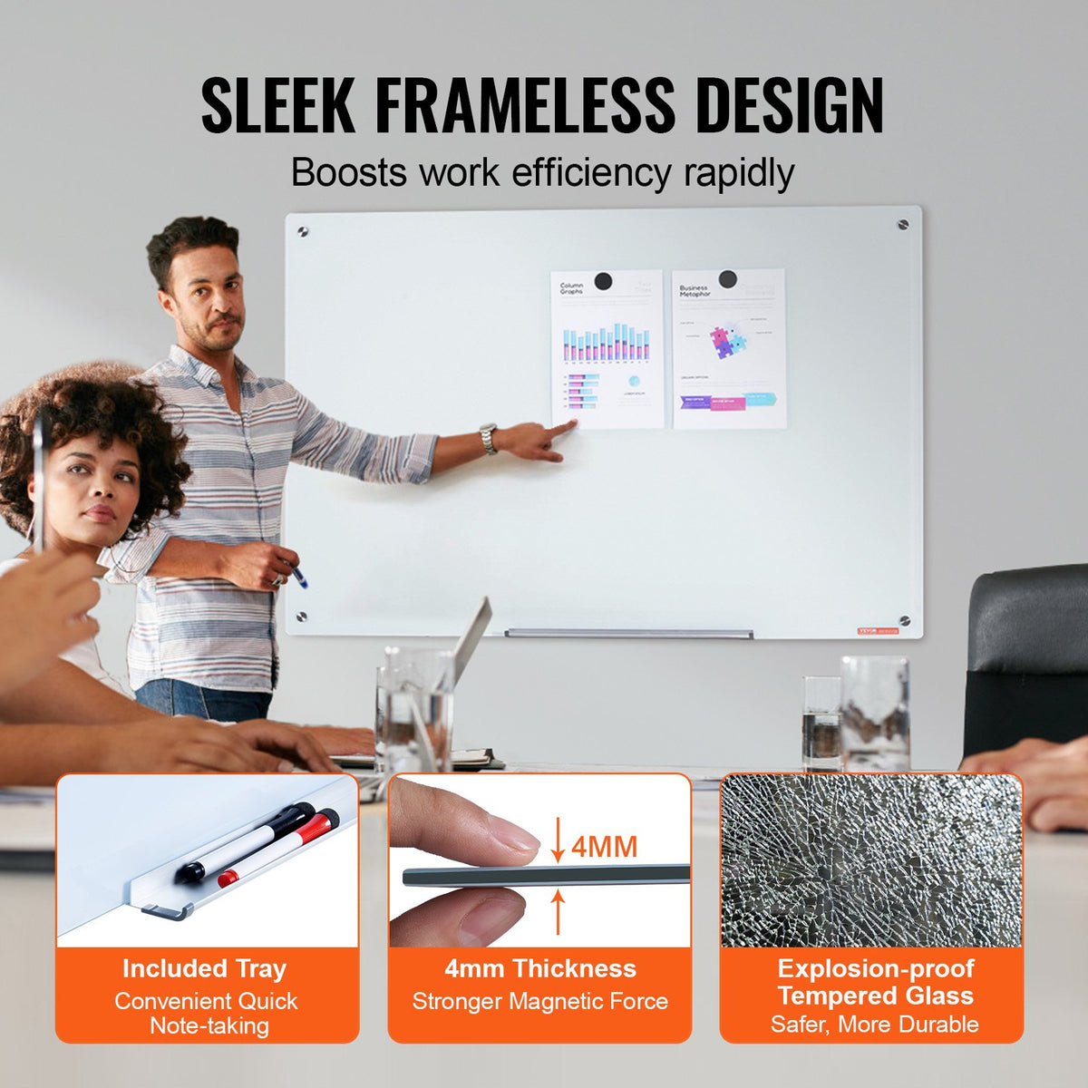 VEVOR Magnetic Glass Whiteboard