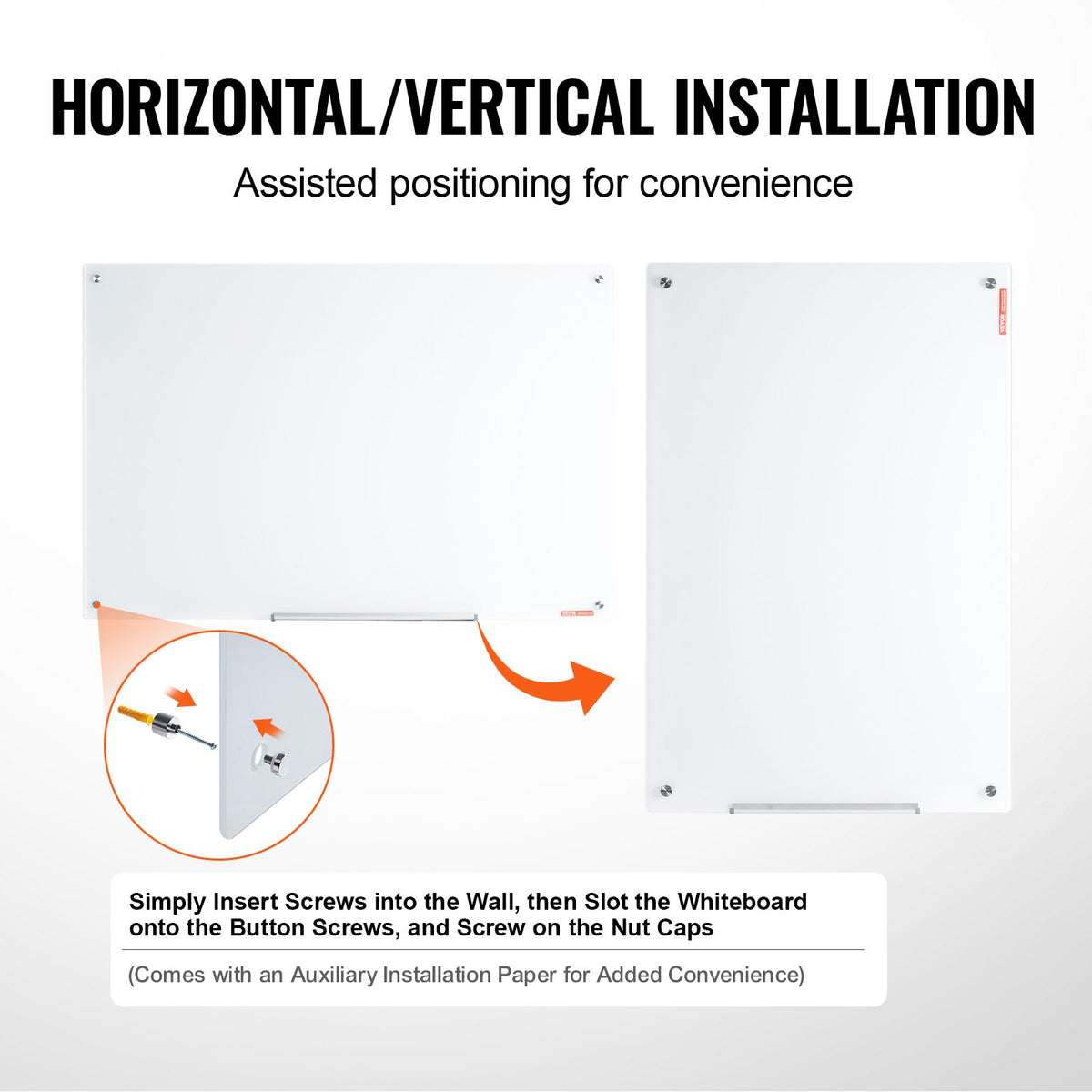 VEVOR Magnetic Glass Whiteboard