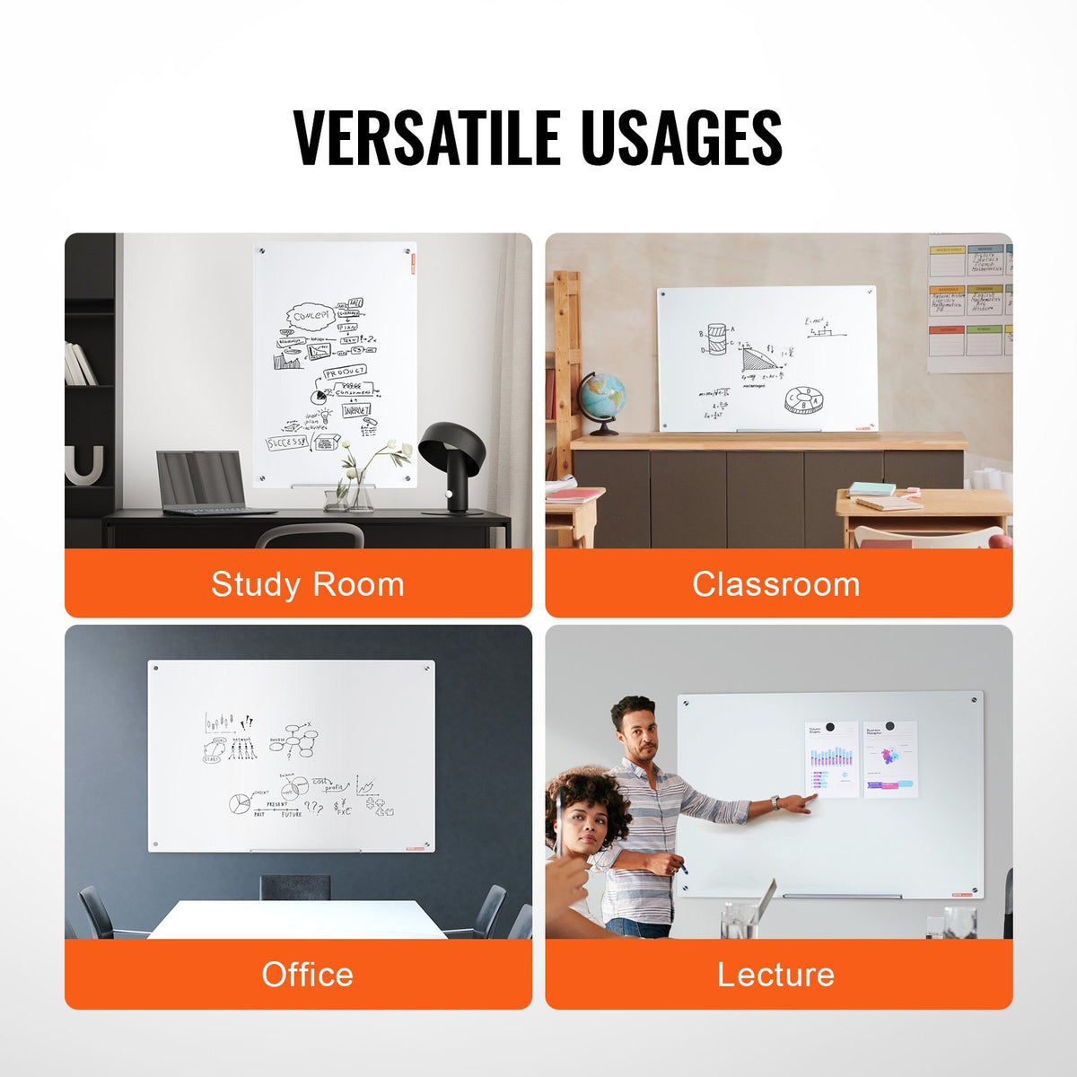 VEVOR Magnetic Glass Whiteboard