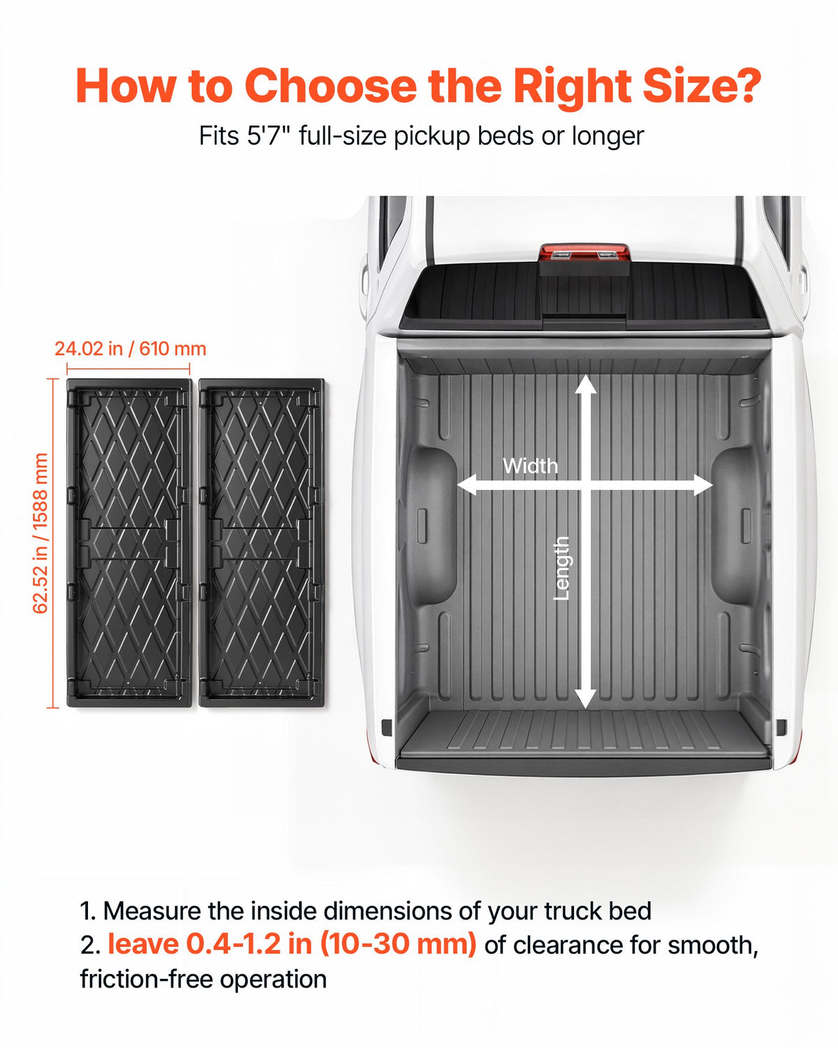 VEVOR Slide-Out Truck Bed Cargo Tray 226.8kg Capacity Fit 5'7" Beds&Longer, Heavy-Duty Bed Slide, for Full-Size Pickup Trucks, Durable HDPE Material, Easy Tailgate Access, Sliding Storage Organizer