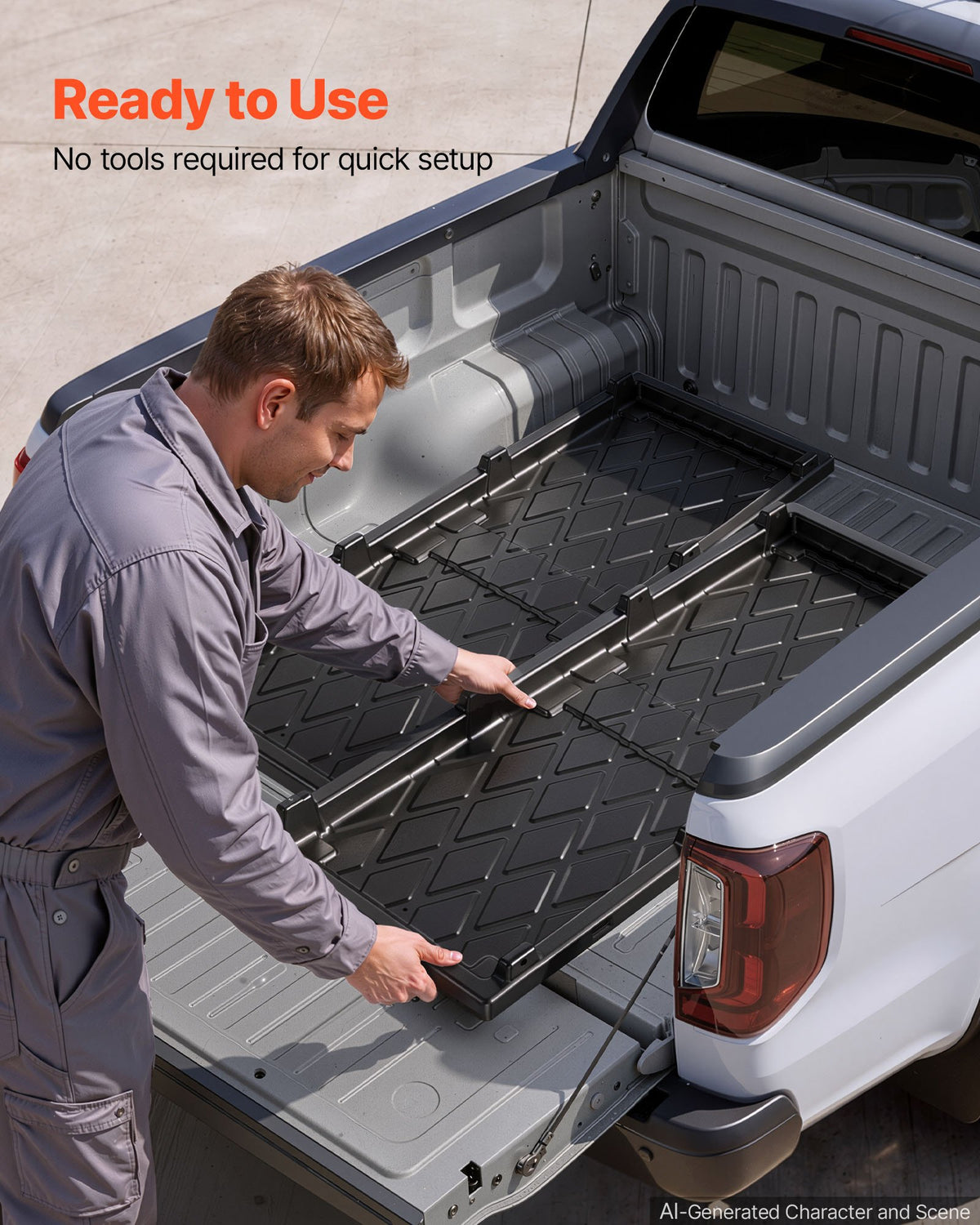 VEVOR Slide-Out Truck Bed Cargo Tray 226.8kg Capacity Fit 5'7" Beds&Longer, Heavy-Duty Bed Slide, for Full-Size Pickup Trucks, Durable HDPE Material, Easy Tailgate Access, Sliding Storage Organizer