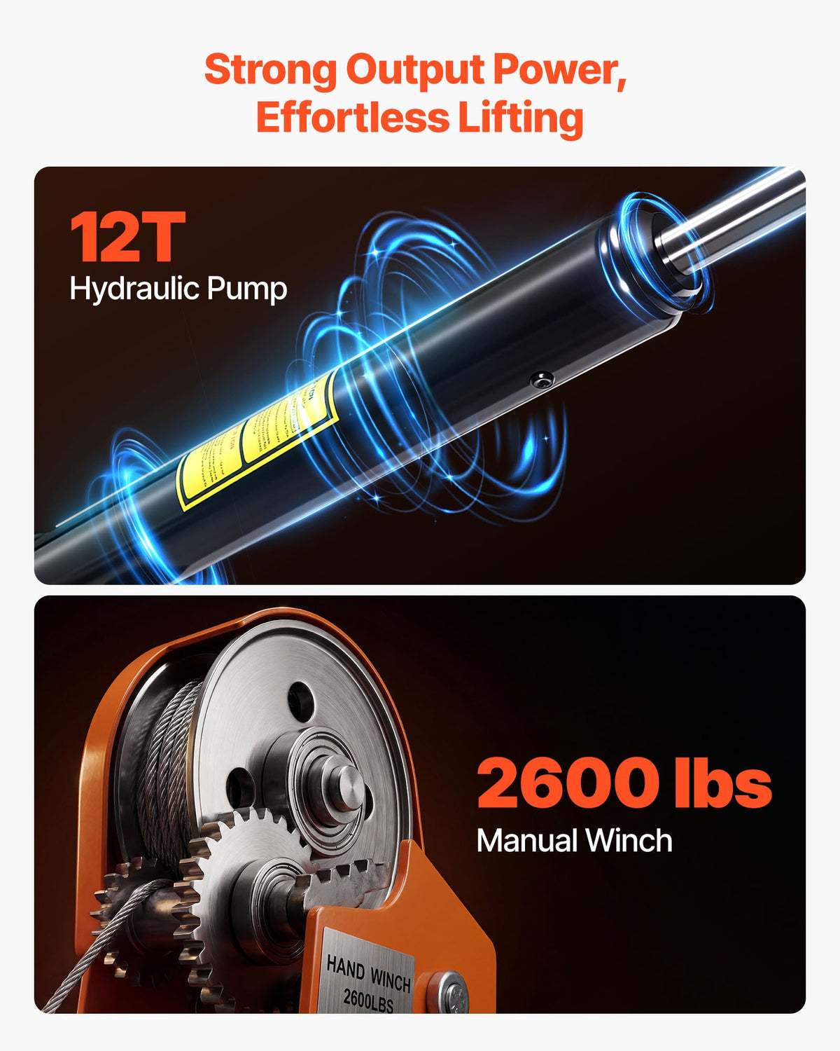 VEVOR Truck Crane, 907.2 kg Manual Pickup Truck Crane Truck-Mounted with Hand Winch & 12T Hydraulic Jack, 360° Rotating Telescopic Boom, Foldable Truck Bed Jib for Machine Lumber Equipment Lifting
