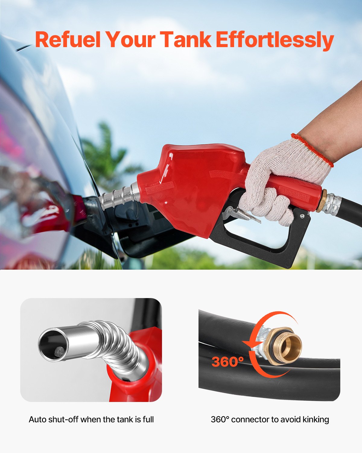 VEVOR Portable Diesel Tank, 220L Capacity & 10 GPM Flow Rate, Fuel Tank with 12V Electric Transfer Pump and 4 m Hose, PE Diesel Transfer Tanks for Easy Fuel Transportation, Grey