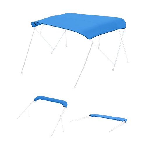 VEVOR 4 Bow Bimini Top Replacement Cover, 2440 mm Long, Durable 600D Marine Grade Waterproof Sun Shade Boat Canopy with Storage Boot, Easy Install Zipper Sleeve Awning, 2464-2616 mm W, Blue (No Frame)