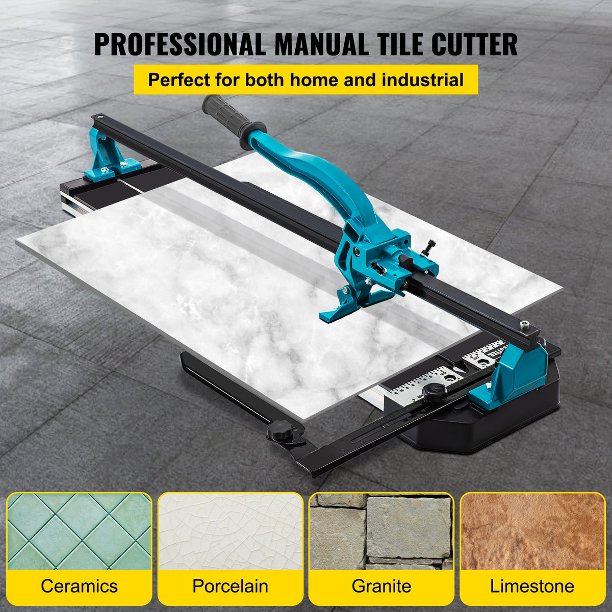 VEVOR Tile Cutter 1 m Cutting Tool w/ Laser Guide Single Rail Double Brackets