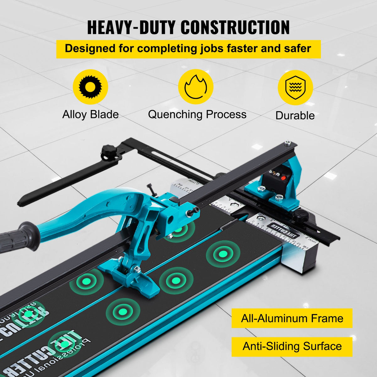VEVOR Tile Cutter 1 m Cutting Tool w/ Laser Guide Single Rail Double Brackets