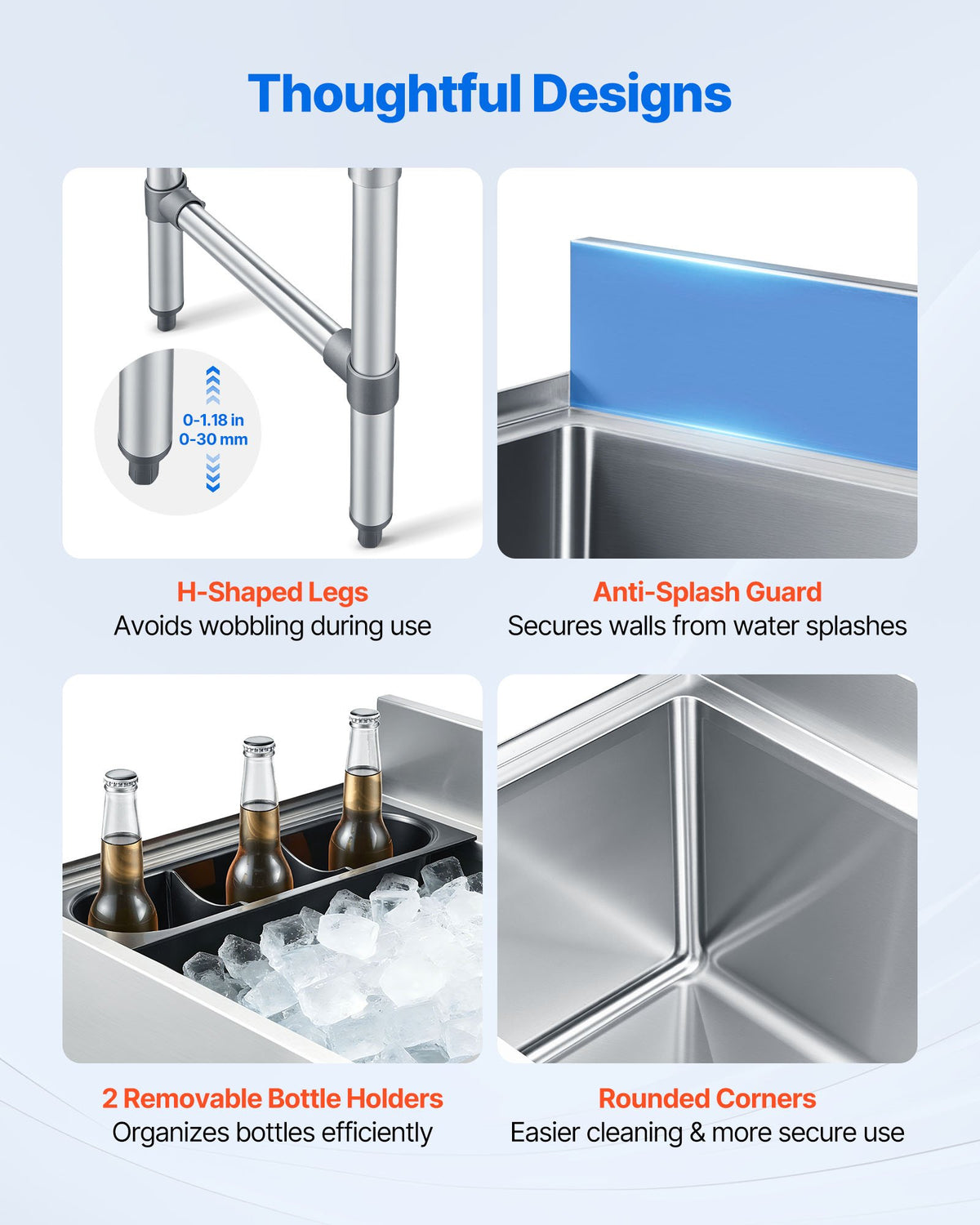 VEVOR Commercial Ice Bin, 61.6 L Max Capacity, 610 x 482 x 850 mm Stainless Steel Ice Chest with Sliding Lid and Bottle Holders, Cooler Cart Cocktail Unit for Bar Restaurant Pub, NSF Certified