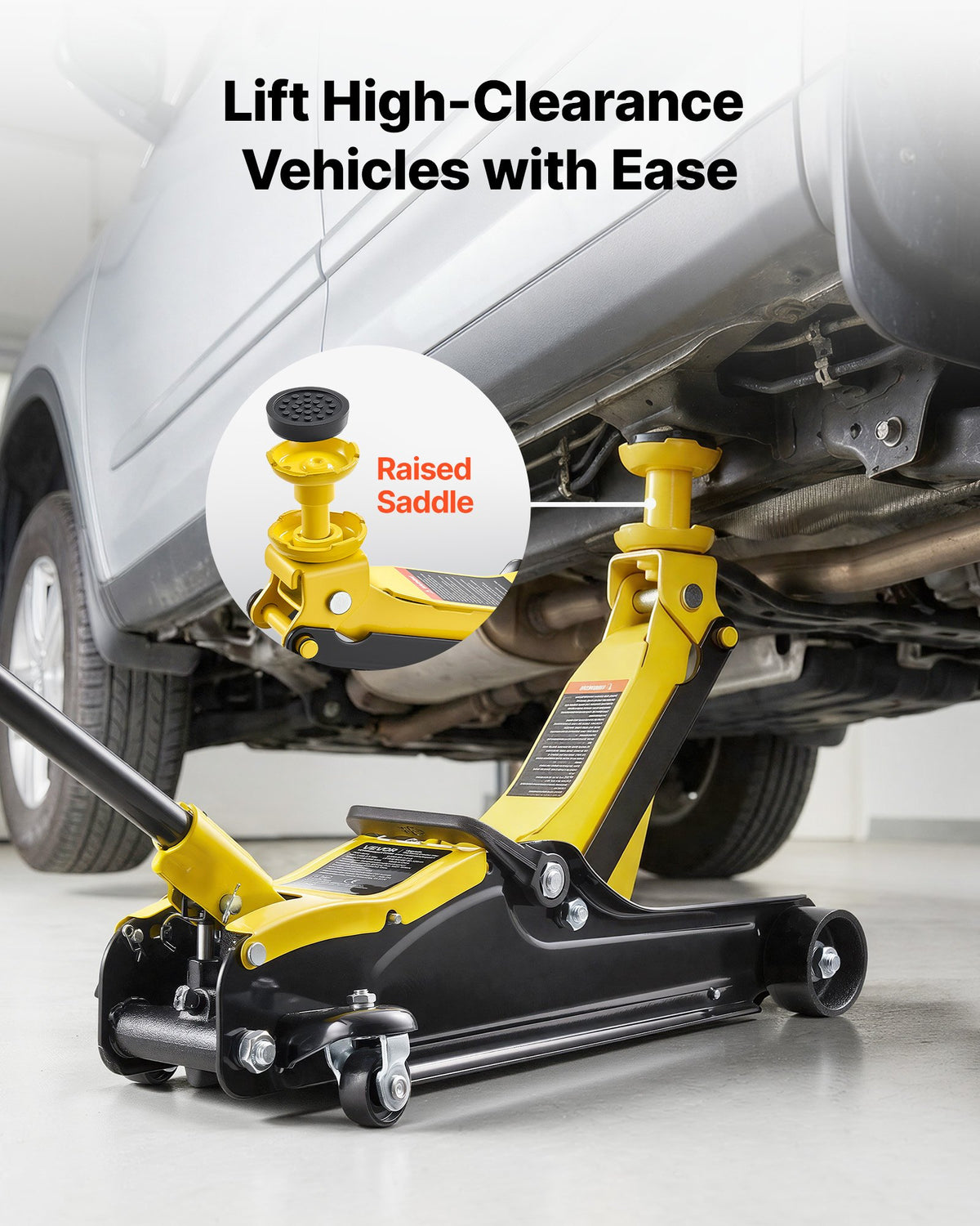 VEVOR Low Profile Floor Jack, 2.5 Ton Capacity, Steel Racing Floor Jack with Single Piston Quick Lift Pump & SUV Adapters, Hydraulic Trolley Car Lift for Sports Cars, Sedans, Lifting Range 85-350 mm